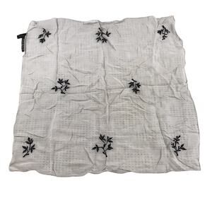 Express Sheer Gray Floral Embroidered Square Scarf Rayon 18"